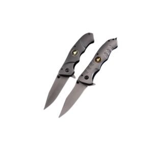 Military Style Pocket Knife – Tactical Pocket Knife with Jet Logo & Matte Black Finish