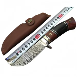 Damascus steel knife Huanghuali handle small straight knife